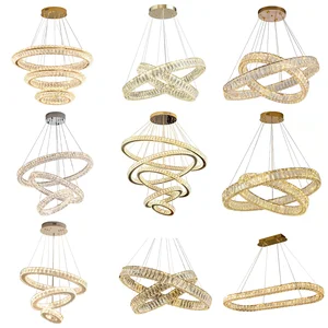 Modern Luxury Crystal Chandelier for Home High-End Restaurant Simple Bedroom Ring Duplex Villa Staircase Lamp Glass Material