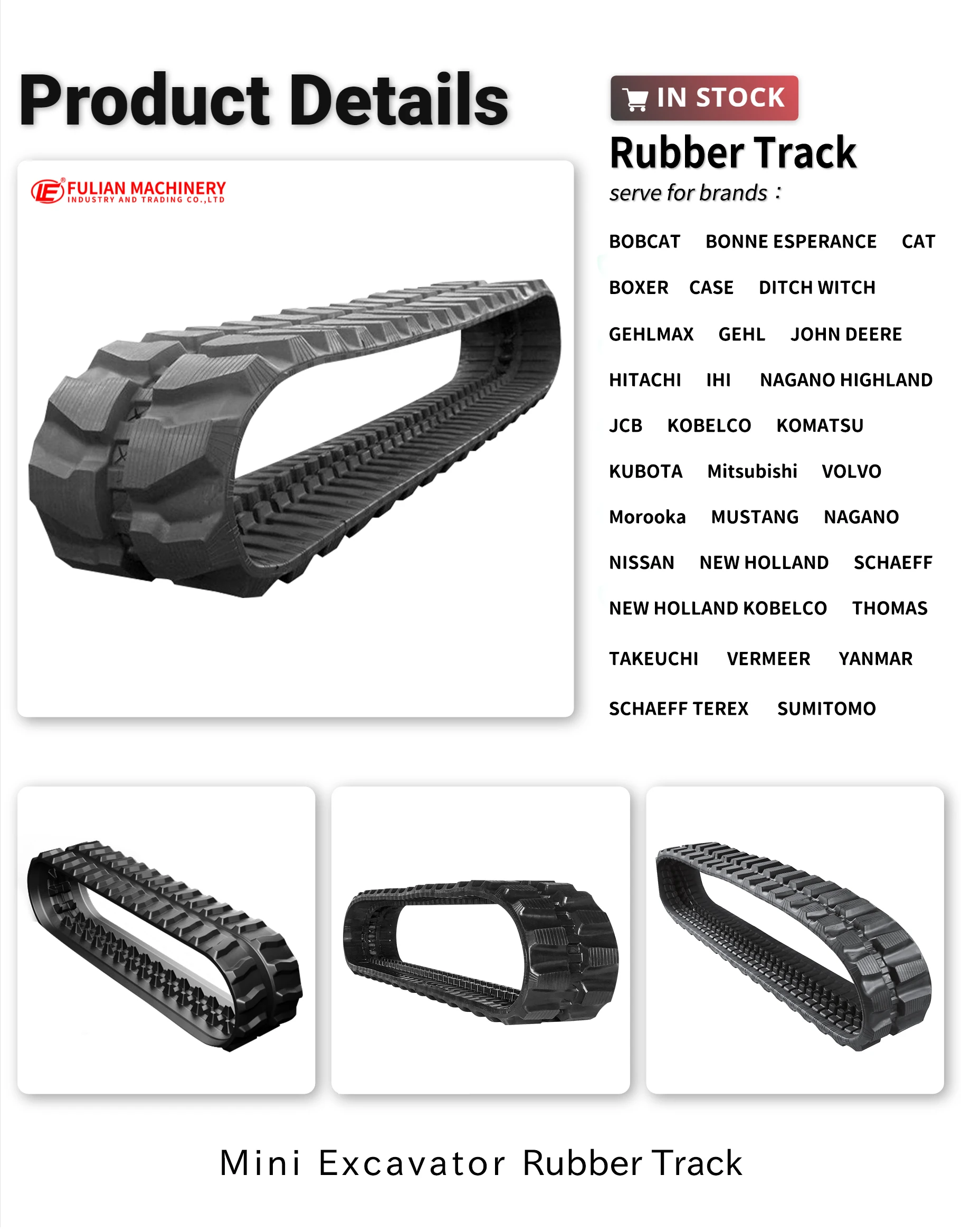 専用ページMサイズ Mini Digger Mini Bagger Rubber Track 350X108X42 for Case 35
