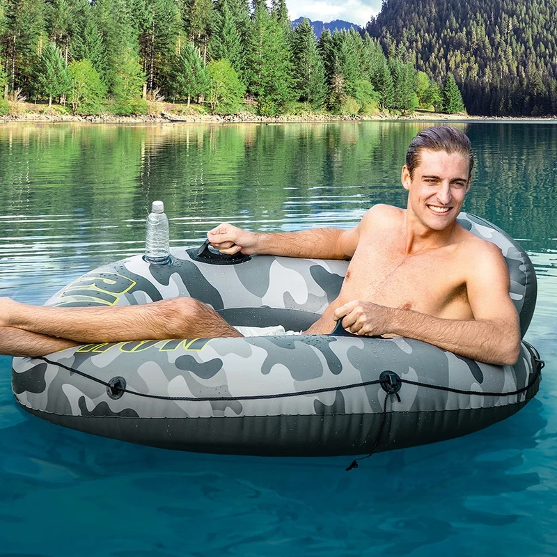 Intex 56835 Camo River Run Single Water Drifting Circle Floating Tube Mat  Inflatable Swimming Pool Float Tube