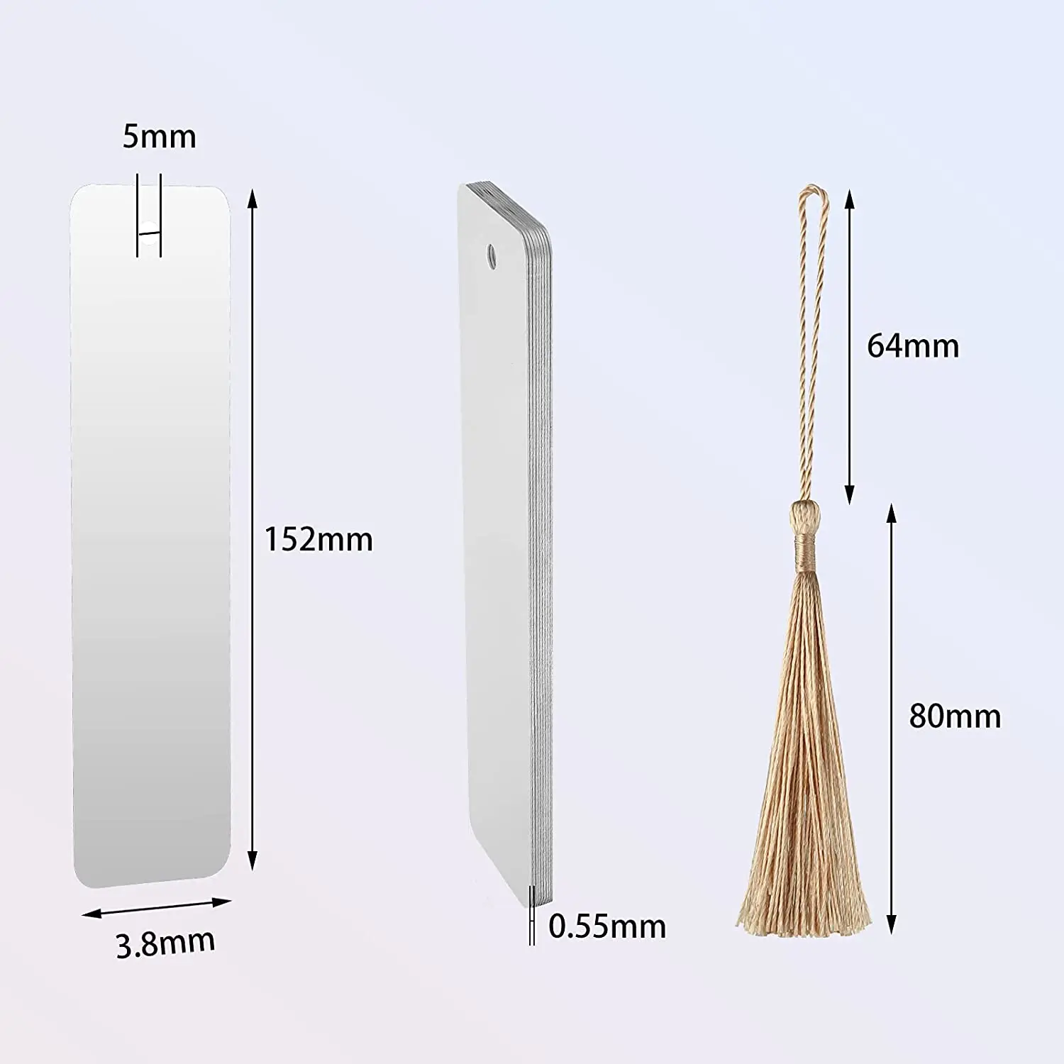 Sublimation Blank Bookmark Metal Blank Bookmarks With Hole and Tassels Sublimation Blank Bookmarks to Decorate DIY Crafts for DI