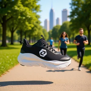 Wholesale New Fitness Running Shoes Breathable Mesh Thick Soled Black and White Casual Running Shoes