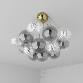 Creative Art Molecule Hall Living Room Restaurant Suspension Light Fixtures Minimalist Design Glass Ball Chandelier