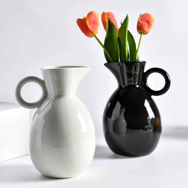 Pitcher vase Nordic style modern flower container Ceramic wedding centerpiece vase for home decoration