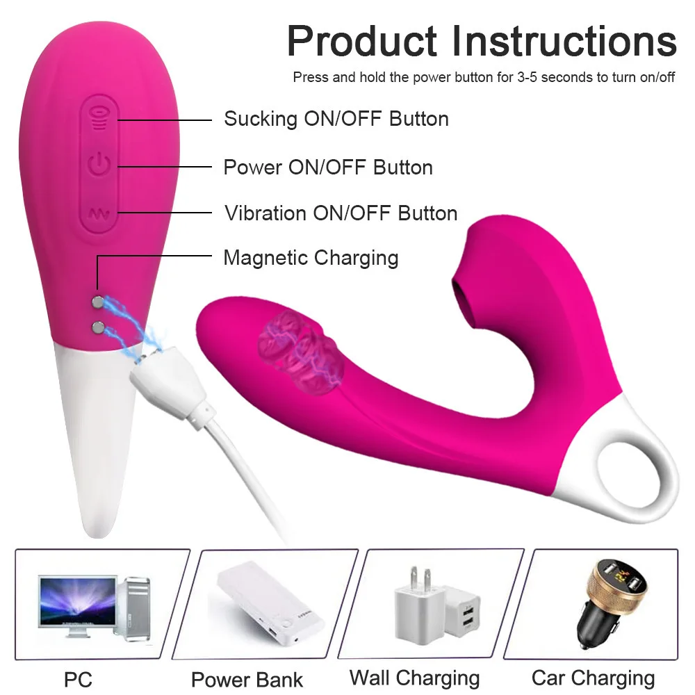 Strong Earthquake Sucking Massage Stick Vibrator 10 Frequency Vibration & 5 Frequency Sucking Female Masturbator Adult Sex Toy_voghion.com