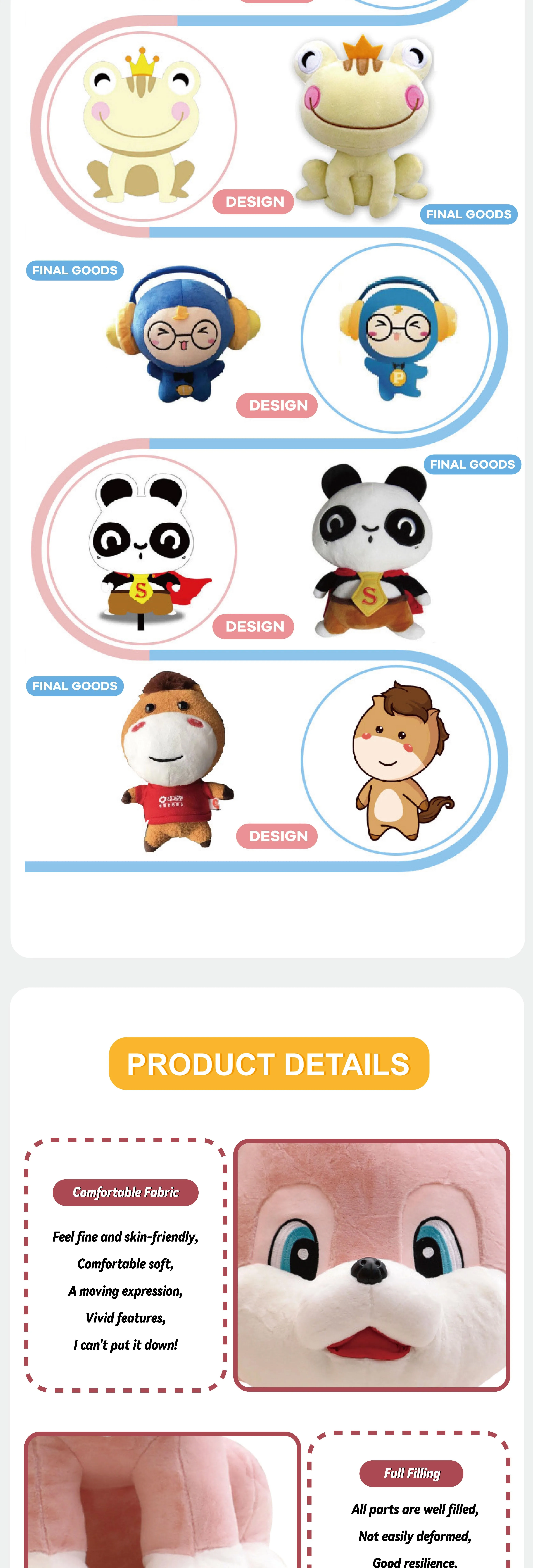 Factory Wholesale Custom Soft Toy Plush Stuffed Cartoon Animal