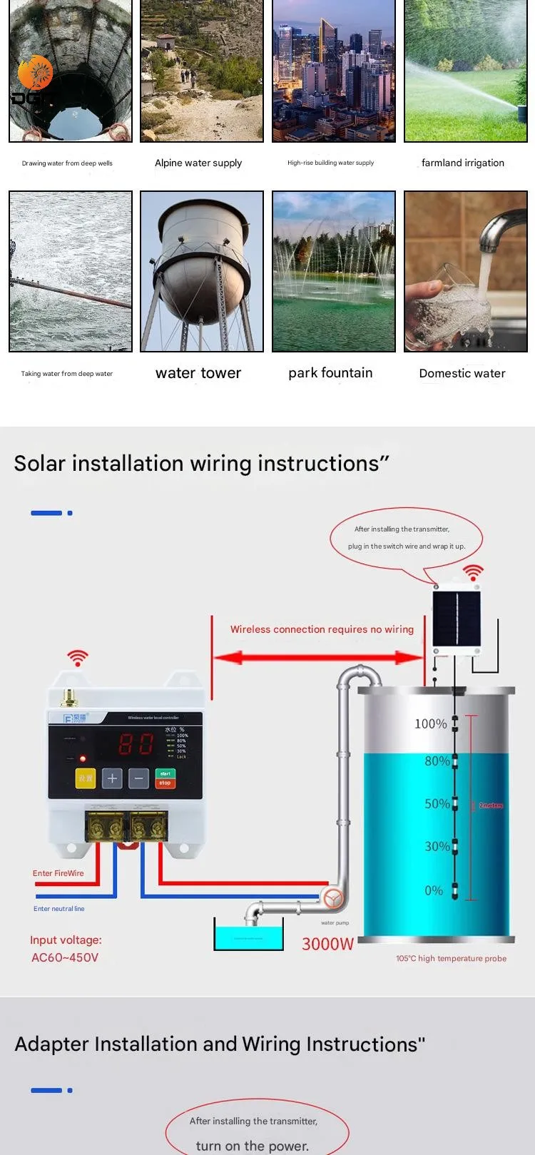 Water Pump Controller Wireless Fully Automatic Water Level Remote ...