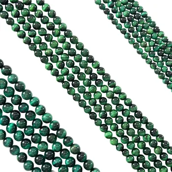 Premium Selection Infinite charm Round Beads 4mm 6mm 8mm 10mm 12mm Dyed Green Tiger Eyes For Jewelry Design