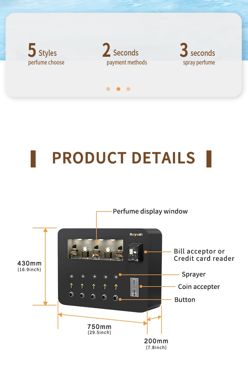 Automatic Perfume Spraying Vending Machine - 1 Year Warranty
