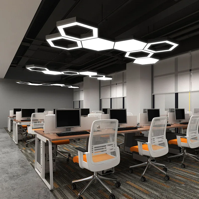 Restaurant bar Home Decoration LED Batten Linear Pendant Luxury Chandelier Office Ceiling Hexagonal Linear Light for Living Room