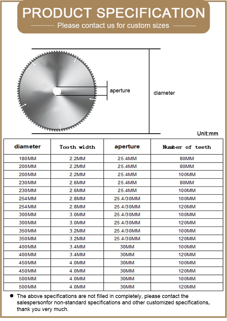 Customize Carbide Tipped Circular Chop Saw Blade For Aluminum Cutting