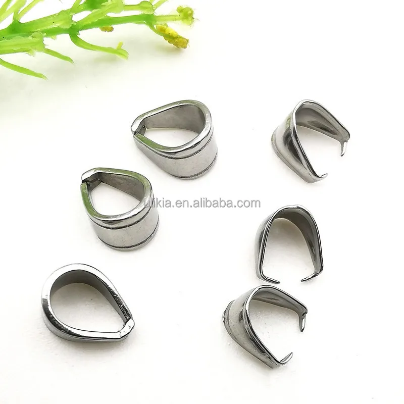 304 Stainless Steel Pinch Clip Clasp Bail Finish Necklace Pendant