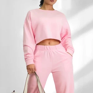 OEM Custom Color Label Plain Sportswear Pullover Back Slit Oversized Tops Crew Neck Shorts Hoodie for Women