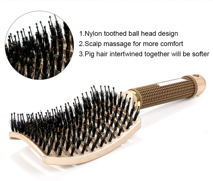 Classic Heatresistant Curved Ventilated Hair Brush With Nylon Ball Tip