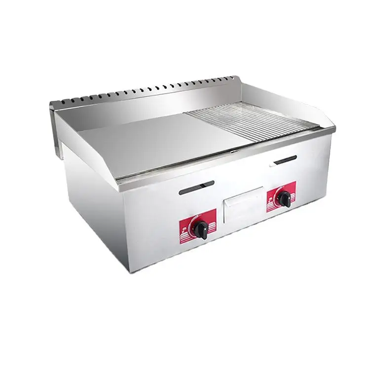 Commercial Kitchen Equipment GROOVED and FLAT Griddle Gas Countertop Half  Flat and Half Pit Restaurant Griddle Grill Gas