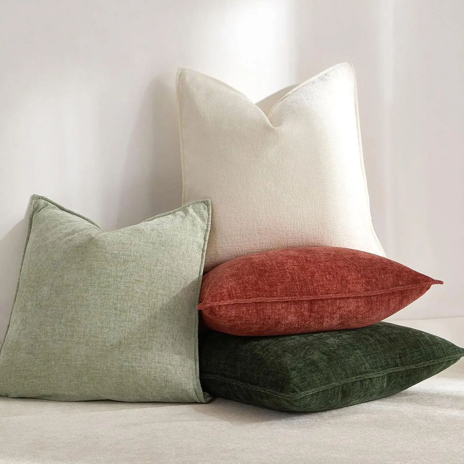 Factory Wholesale High Quality Square Chenille Pillow Cover New Style Home Decorative Plain Color Sofa Cushion