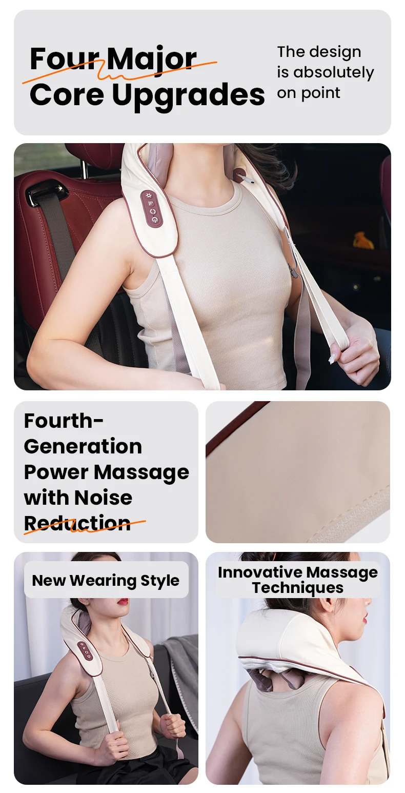 product cordless 4d kneading neck and shoulder massager with heat deep tissue shiatsu back and leg massage pillow-1