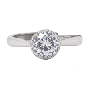 1 Carat Round Moissanite Classic Engagement Ring with Prong Setting in 10k Gold for Women