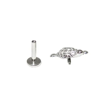 Turtle Internally Threaded 316L Surgical Steel Flat Back Studs for Labret, Monroe, Cartilage and More