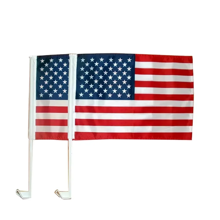 Fast Delivery American Car Flag 12x18 Inch Football Fans Car Flags With Window Clip