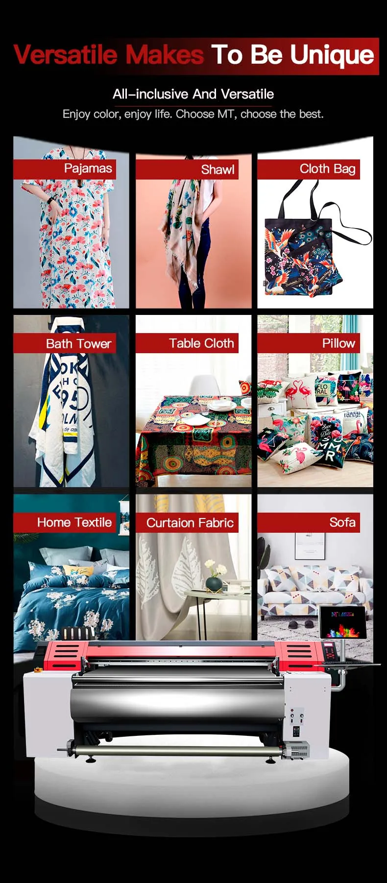 Mt Large Format Textile Printer I3200 Head Cotton Fabric Digital