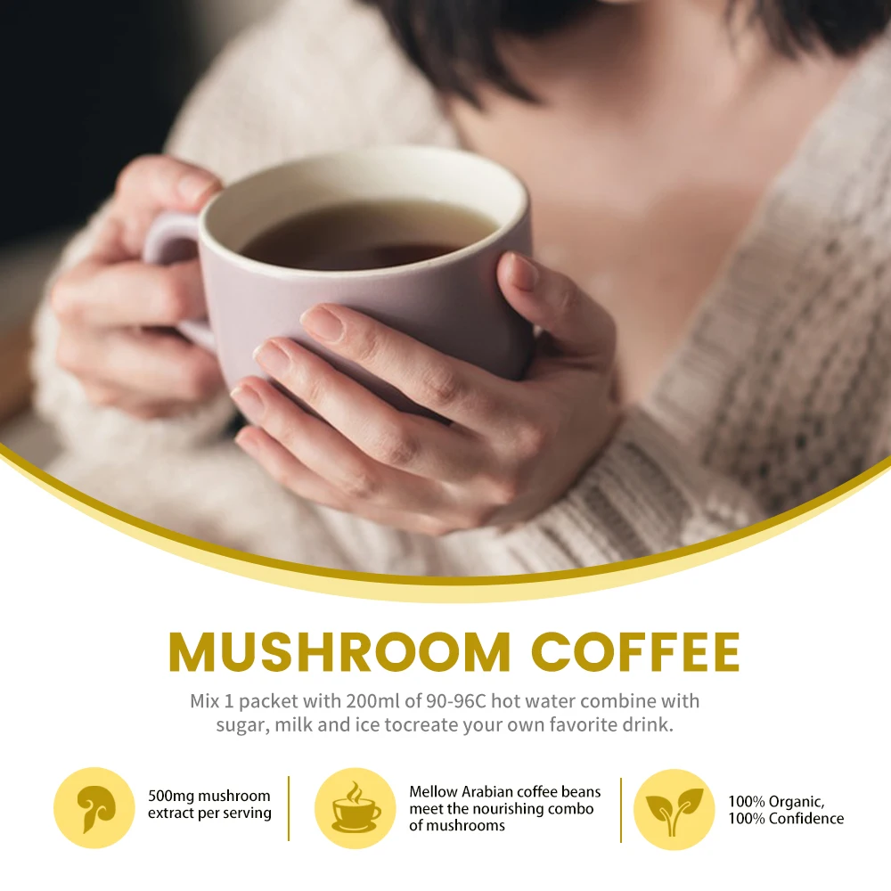 Instant Coffee  4 in 1 Mushroom Coffee  Instant Coffee  with Reishi Chaga Lions Mane Cordyceps Medicinal Mushroom