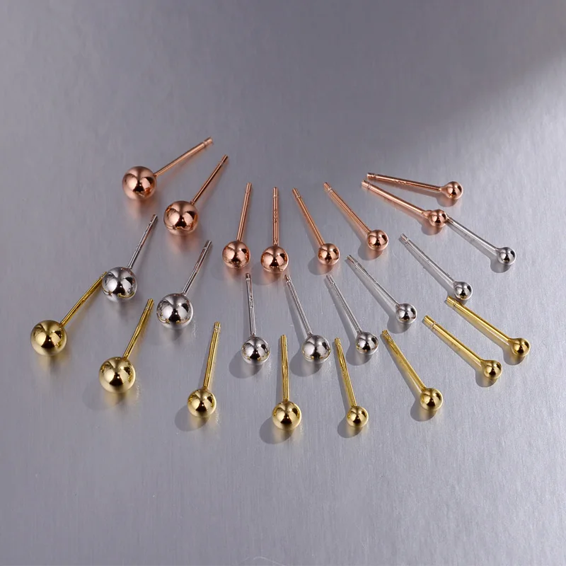 BALL ❤ Silver/Gold Plated Post BALL STUD & Loop Earring 3mm/4mm/5mm Make Jewellery ❤ 