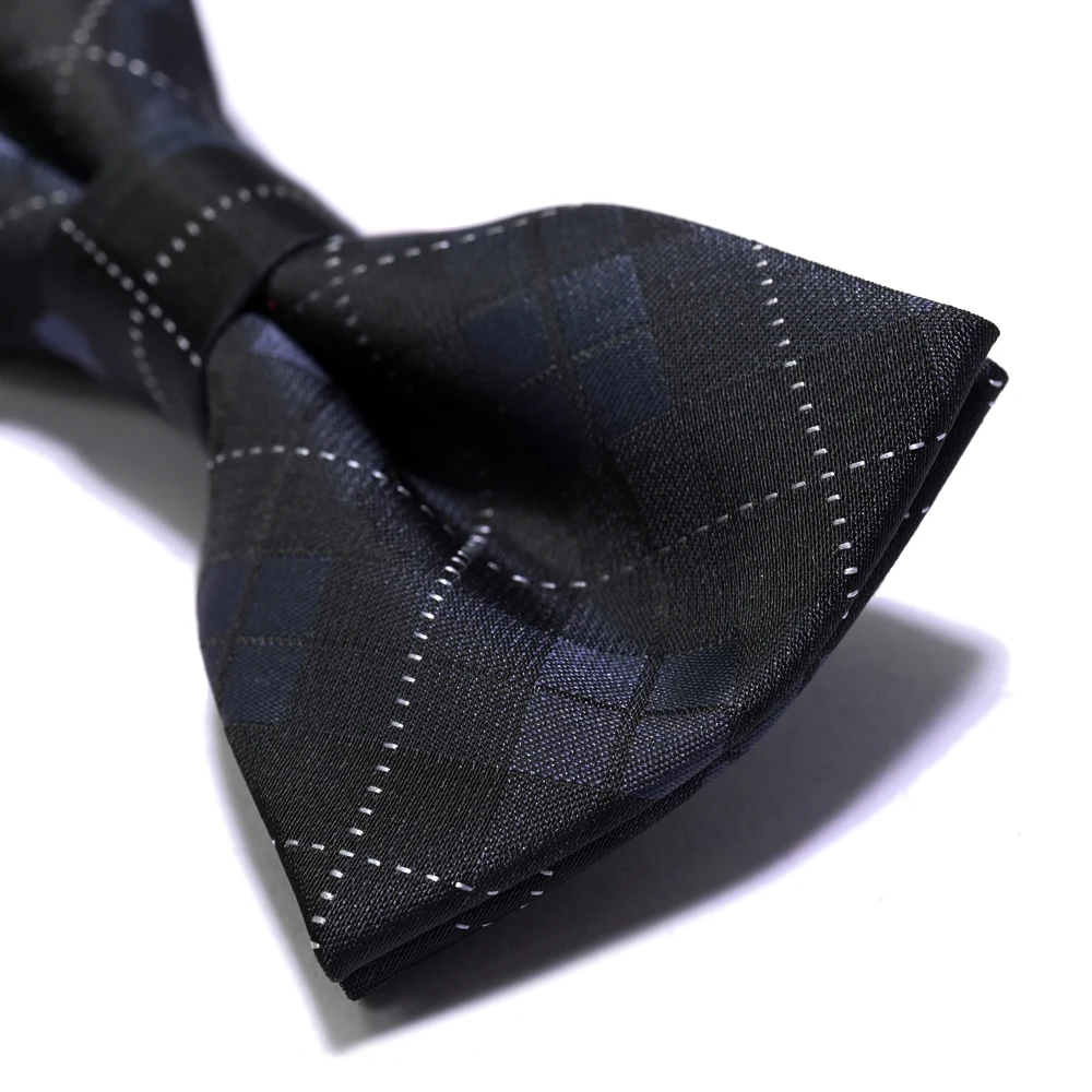 Деловой полиэстер черный клетчатый галстук-бабочка Мужская