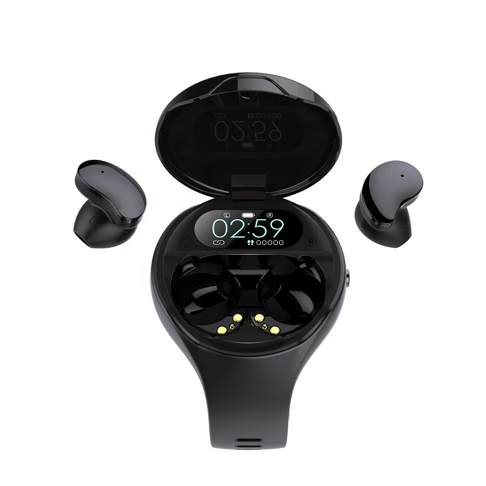 Leadingplus 2022 OEM 2 в 1 умные часы TWS беспроводные наушники со светодиодным дисплеем Bluetooth BT спортивные Игровые W1 с