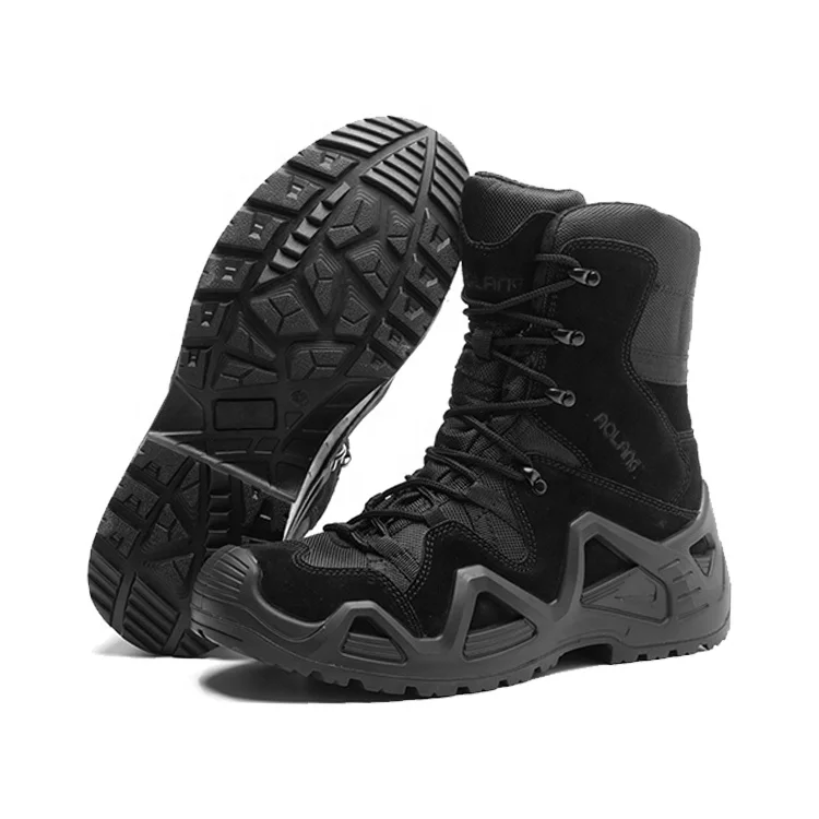 Custom High Cut Khaki Black Color Waterproof Trekking Sports Shoes Mens