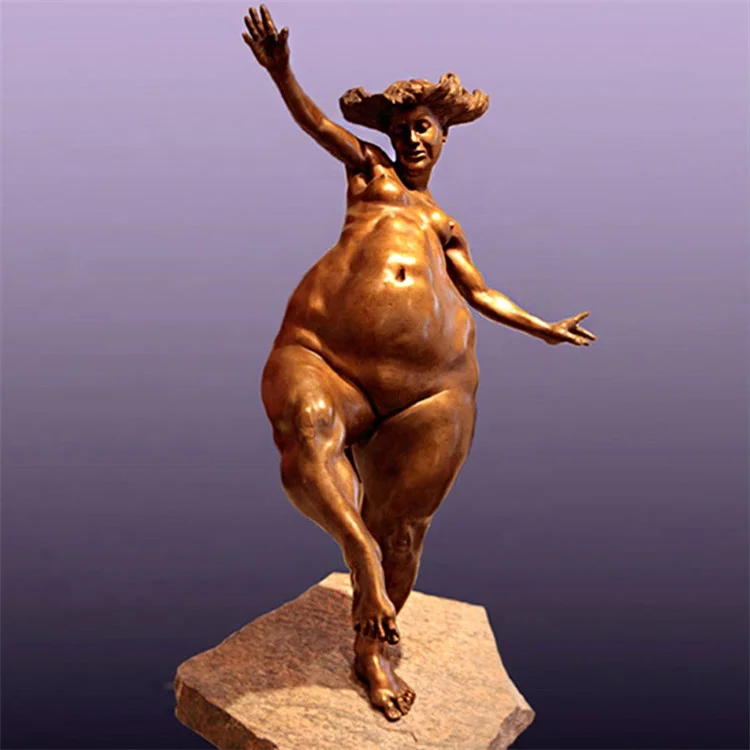 European Design Style Large Outdoor Bronze Sculpture of a Fat Woman for Sale