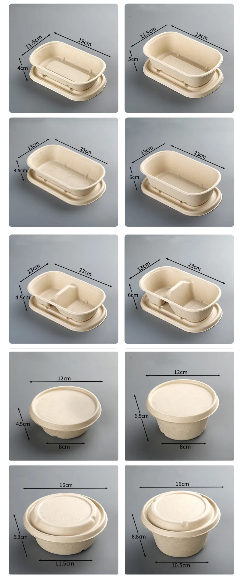 Disposable Sugarcane Bagasse Food Packaging Container Take Away 750ml 2 ...