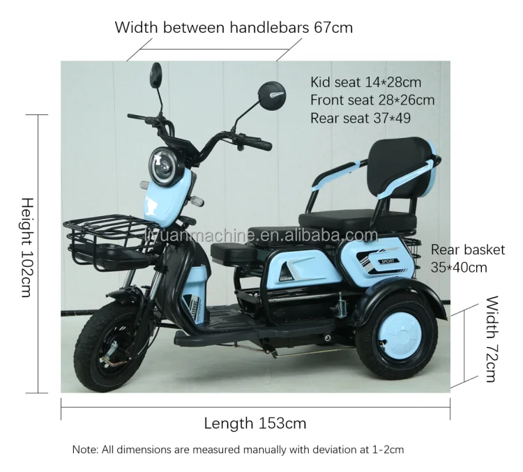 Y3-XK Electric Vehicle Electric Tricycles Cargo Tricycle Electric 3 Wheel Electric Scooter 48V Eec E Trike 3 Wheel Adults Open