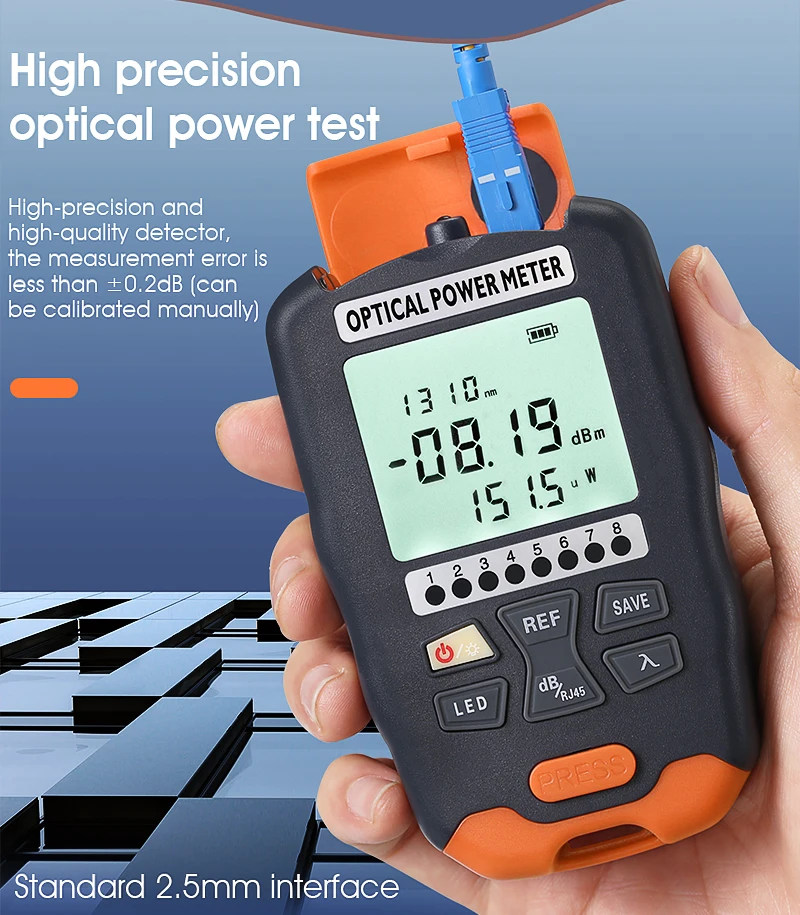 COMPTYCO Good price Handheld Fiber Optic Tester A-D7/D5 OPM with LED and RJ45 tester Fiber Optic Equipment Optical Power Meter manufacture