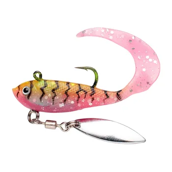 Wholesale Freshwater Spin Metal Spoon Artificial Bottom Wobble Soft Bait PVC Bait Ice Trout Salmon Sea Bass Spinner Jig Fishing – Soft Lure – view 2