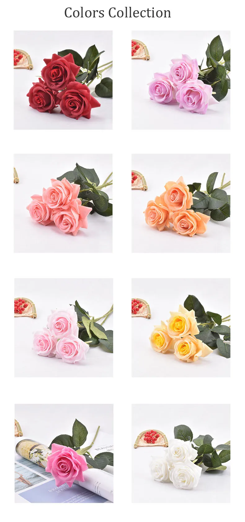 Drea Real Touch Silk Flowers Artificial Flowers Rose White For Brides