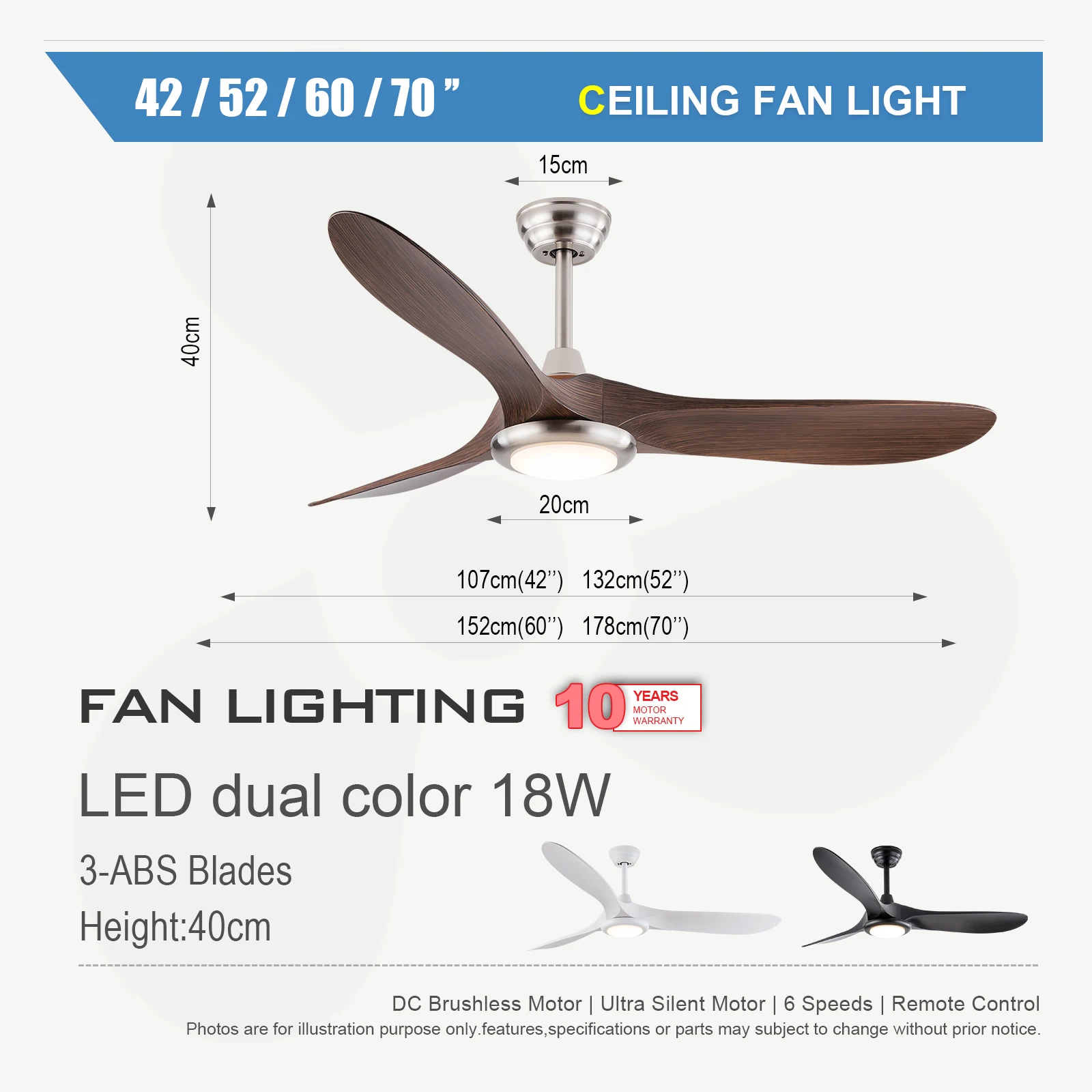 52" Ceiling Fan With Light, Matte White - View #6