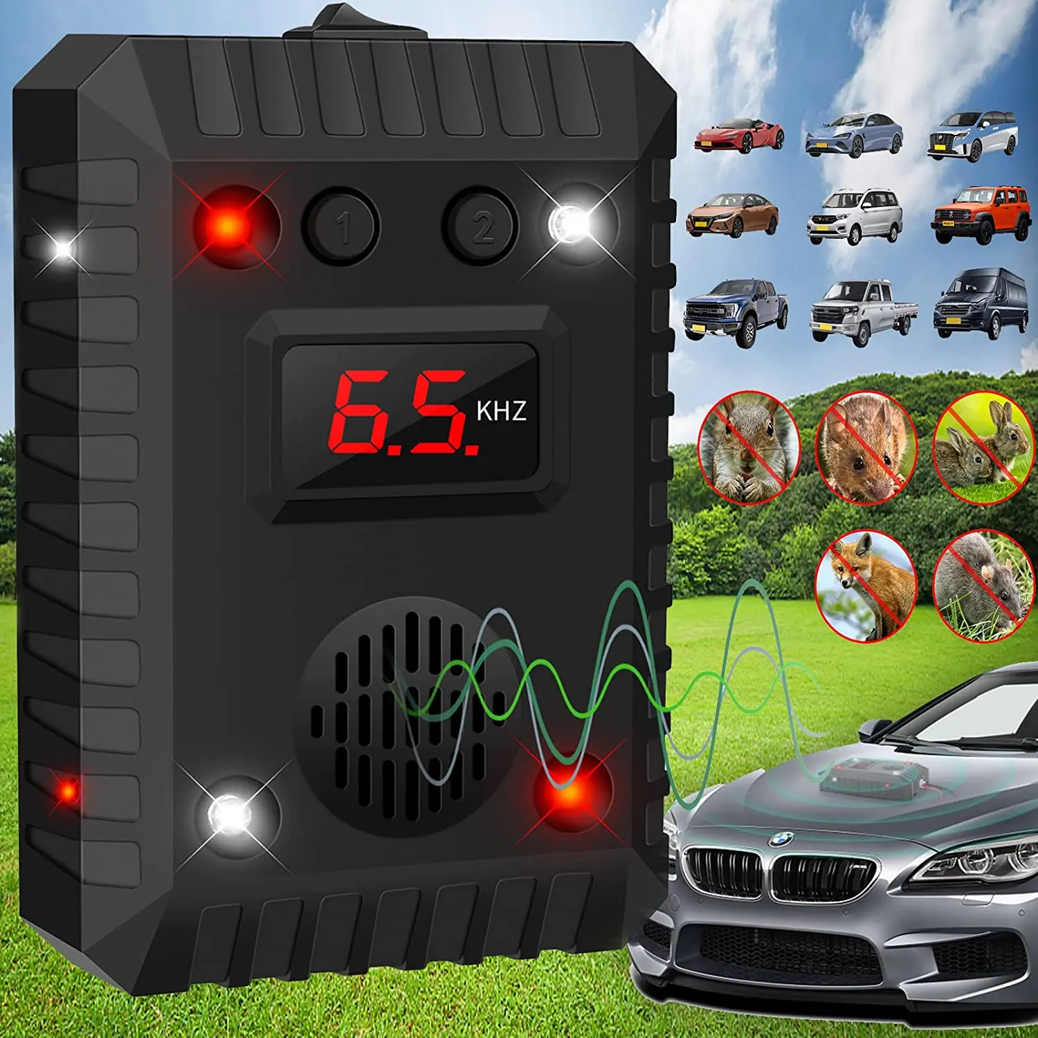 SJZ Auto Ultrasound Vehicle Car Rodent Repeller Deterrent With Vibration Sensor Detection Electronic Ultrasonic Marten Deterrent