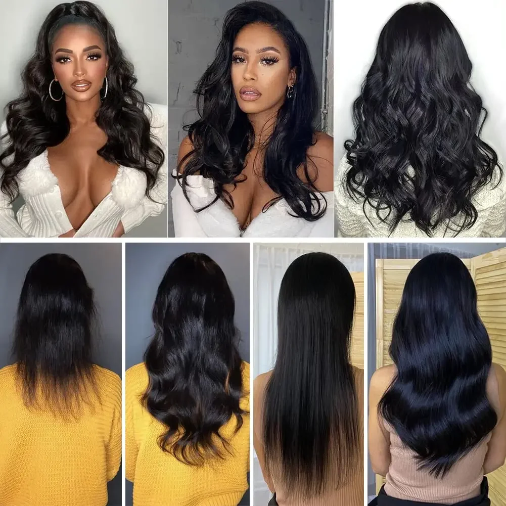 Body Wave Tape In Haarverlängerungen brasilianisches Echthaar natürliche Farbe doppelseitiges Klebeband Remy Haar_voghion.com