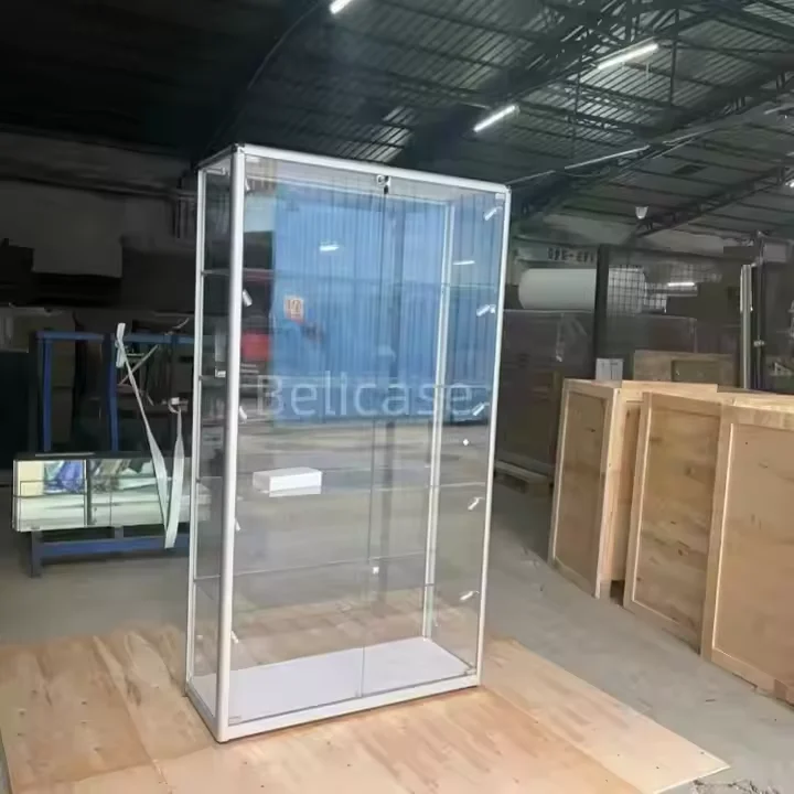 Standard and Customized Full Vision Display Cases for Collectibles Aluminum with Led Light Lockable Glass Display Showcase