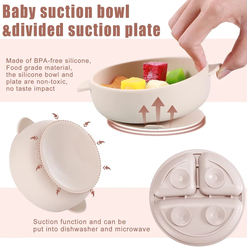 New Bpa Free Soft Silicon Toddler Feeder Tableware Utensils Sets For ...