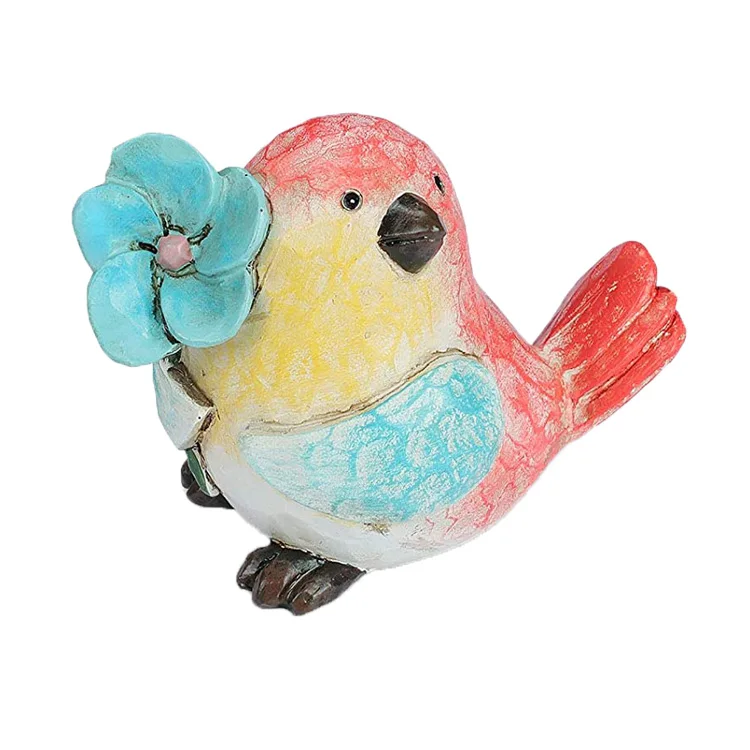 新しい1個入りカラフルな鳥の置物、花付き、鳥の装飾ギフト、手描きの