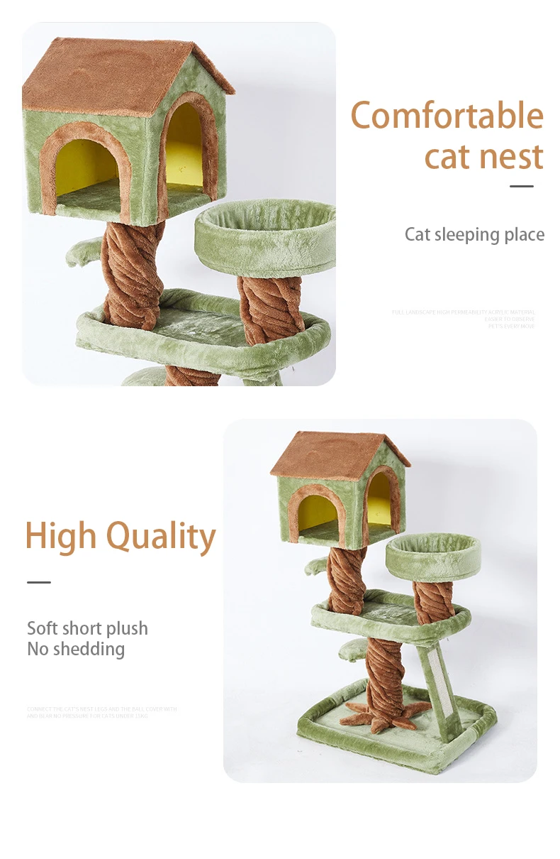 Factory Wholesale Wooden Cat Trees Cat Trees Scratcher Cat Tree House