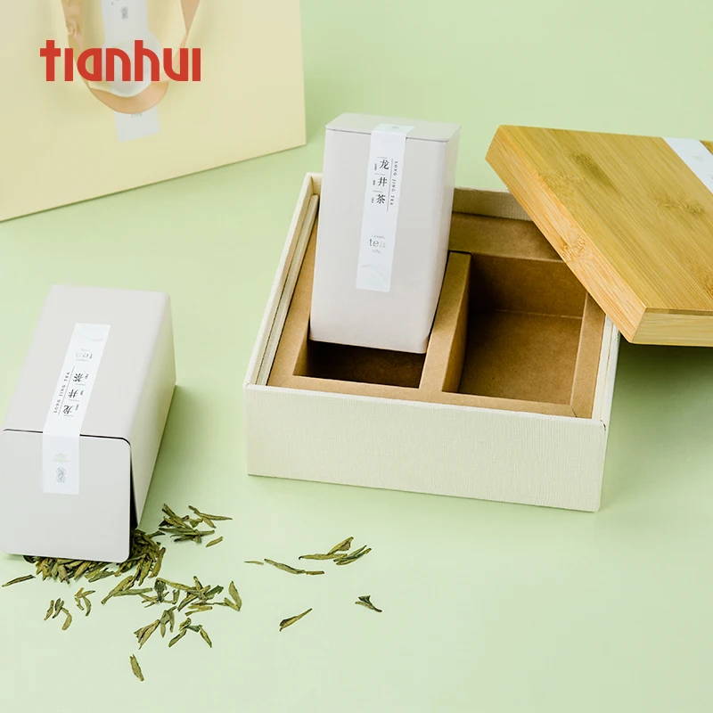 Tianhui Bamboo Lid Paperboard Gift Box Packaging Tea Box para sa Craft Cookies