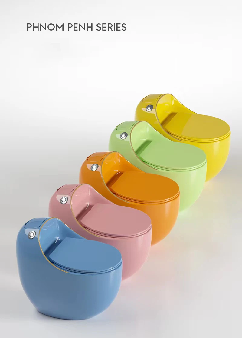 Egg - shaped Chinese manufacturers direct marketing ceramic sanitary ware toilet round colored siphon one - piece toilet details