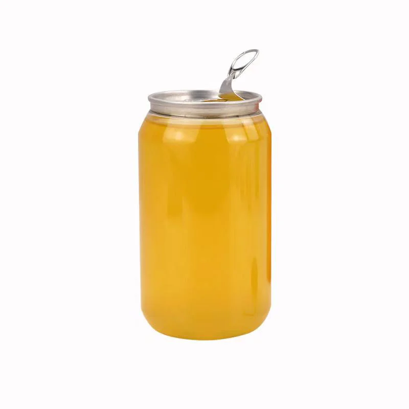 330ml Food Grade PET Plastic Beverage Can Bottle with Easy Open Aluminum Pop Lid for Juice Soda Coffee Beer Carbonated Drinks