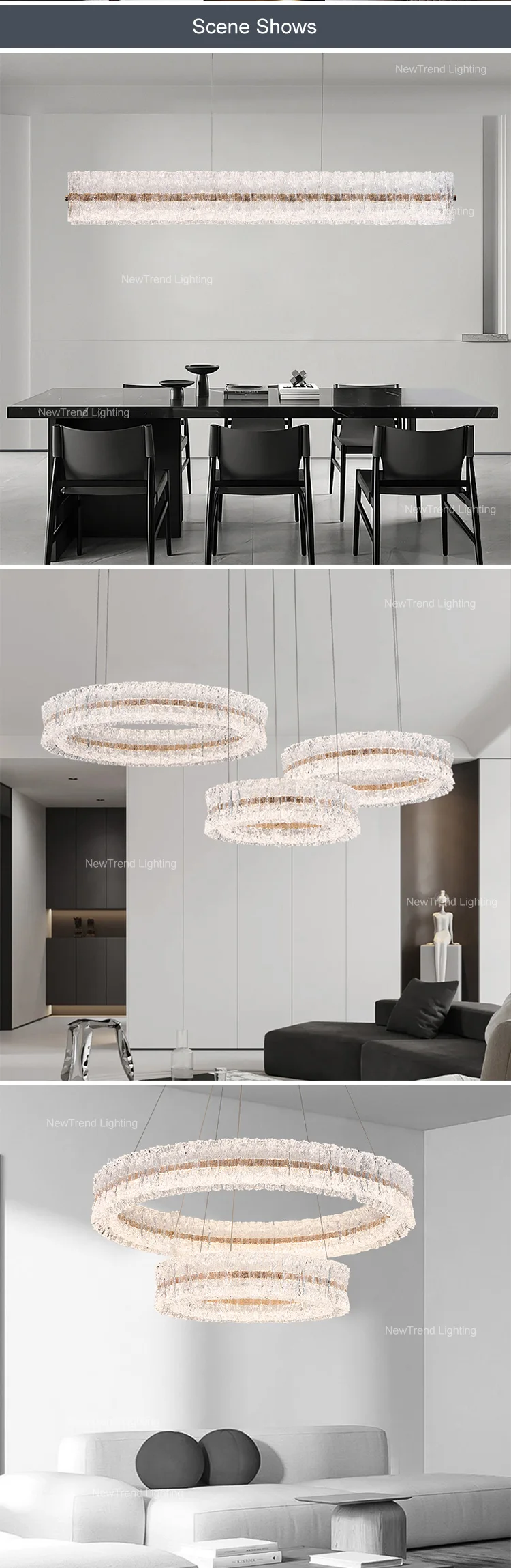 lc9888 modern style indoor decoration pendant light living dining room restaurant home acrylic led ring chandelier-4