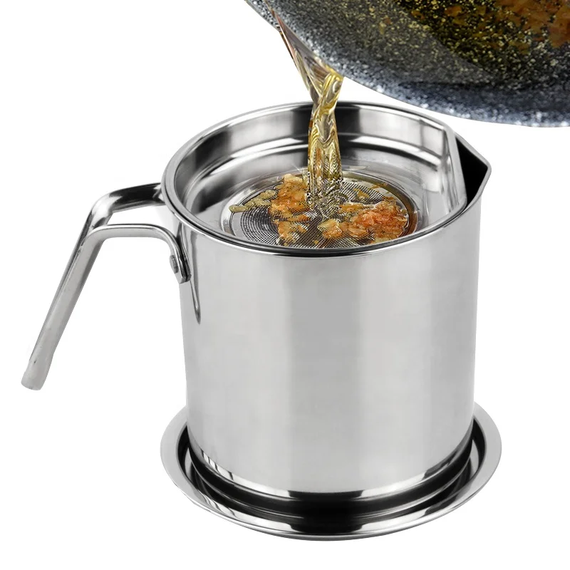 Hot Selling China New Design Oil Strainer Pot Filter Stainless Steel Storage Kitchen Pots Strainer Cooking Oil Filter Pot