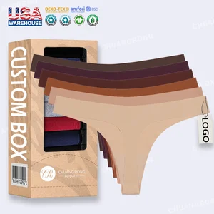 RTS Low Waist T-Back Khaki No Show Undergarment Bonded Tanga Stretch Adult Women Underwear Ice Silk Thong Seamless Panties