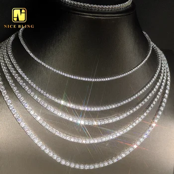 4mm trendy hip hop tennis necklace men women 925 silver moissanite diamond tennis chains popular necklace bracelet GRA certified