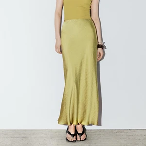 Wholesale Manufacturer Custom Lady  Summer Satin Midi Skirt  for Women Elegant Long Flowing Satin Skirt